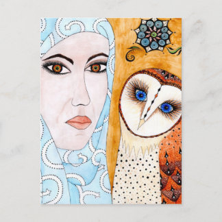 Cartão Postal Schleiereule & Frau