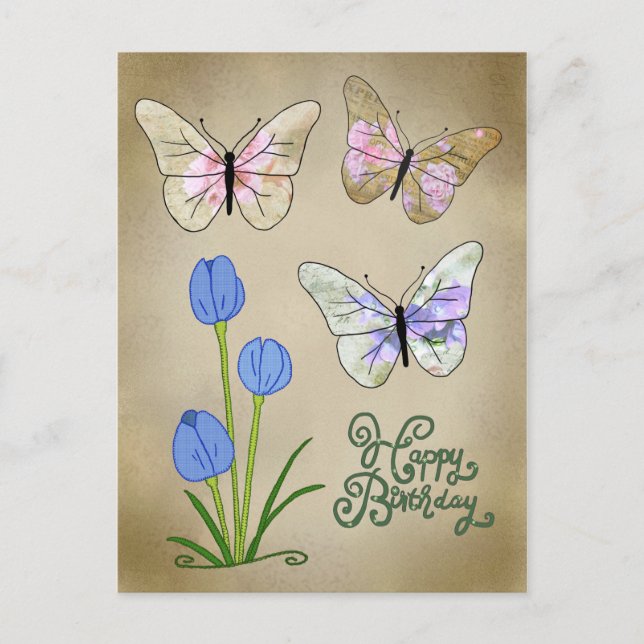 Cartão Postal Schmetterlinge vintage (Frente)