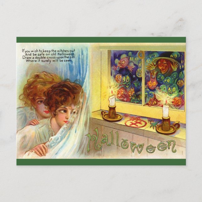 Cartão Postal Schmucker: Mantenha as Bruxas para fora (Frente)