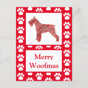 Cartão Postal Schnauzer Cachorro Silhout Red Felry Natal