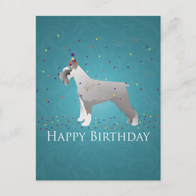 Cartão Postal Schnauzer Happy Birthday Design (Frente)