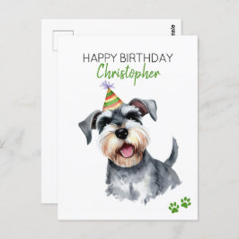 Cartão Postal Schnauzer Personalizado Feliz Aniversário 