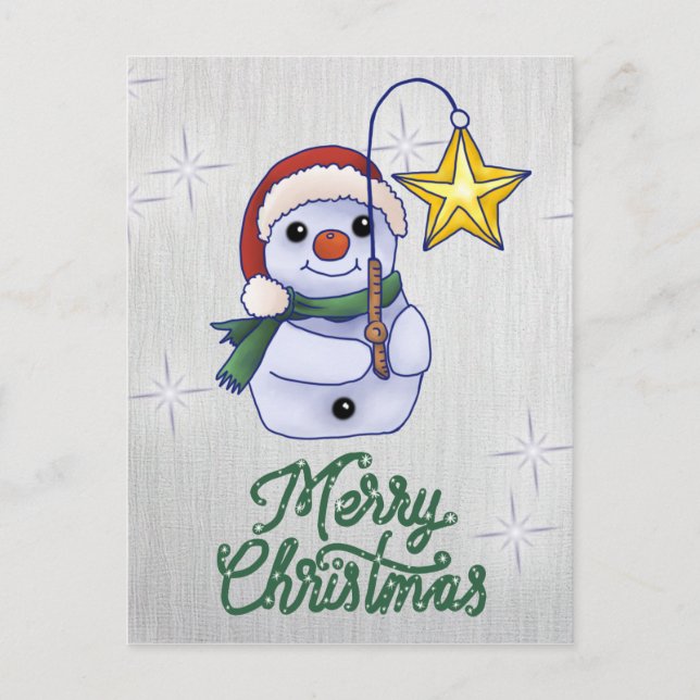 Cartão Postal Schneemann mit Stern (Frente)