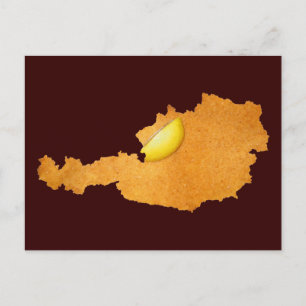 Cartão Postal Schnitzel Vienense - Mapa da Áustria