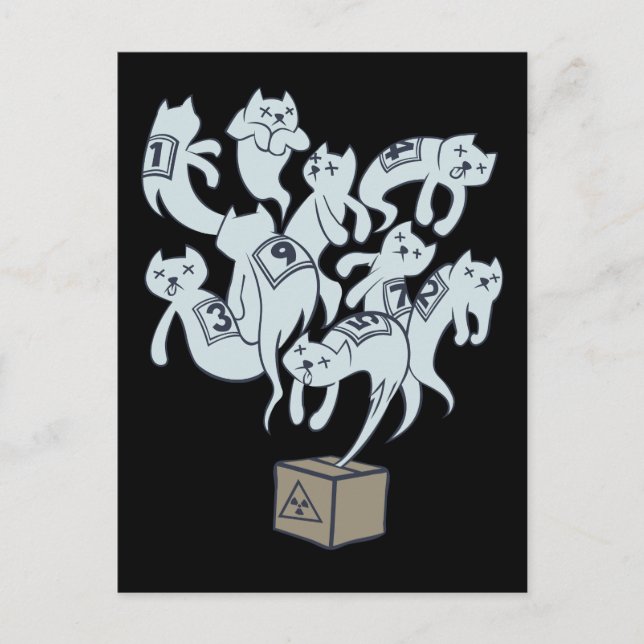 Cartão Postal Schrödinger Cat 9 Lives (Frente)