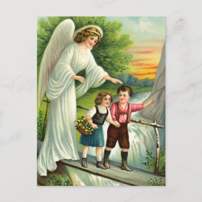 Cartão Postal Schutzengel, Kinder e Brücke (Frente)