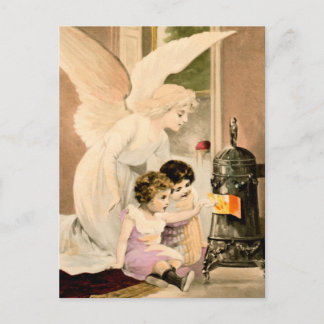 Cartão Postal Schutzengel, Kinder und Feuer