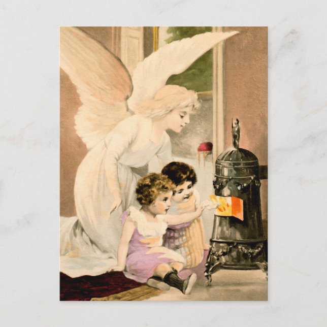 Cartão Postal Schutzengel, Kinder und Feuer (Frente)