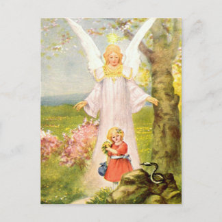 Cartão Postal Schutzengel Mädchen und Schlange