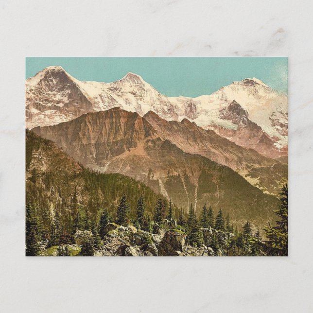 Cartão Postal Schynige Platte, Eiger, Monch e Jungfrau, Bernes (Frente)