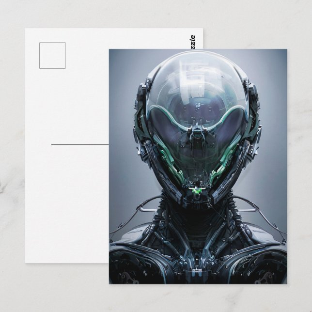 Cartão Postal Sci fi Assassin Cyberpunk Hunter Droid (Frente/Verso)