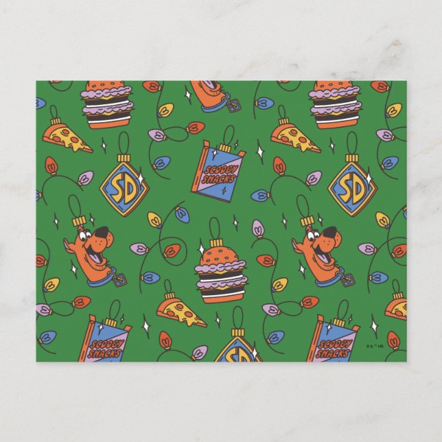 Cartão Postal Scooby-Doo Holiday Snack Lights Pattern (Frente)