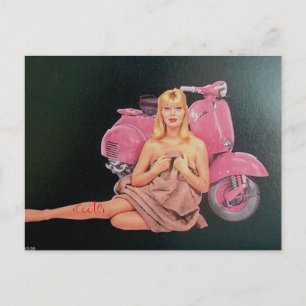 Cartão Postal "scooter" recortar e PIN up