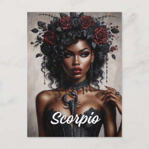 Cartão Postal Scorpio Black Woman Scorpion Art Gótico