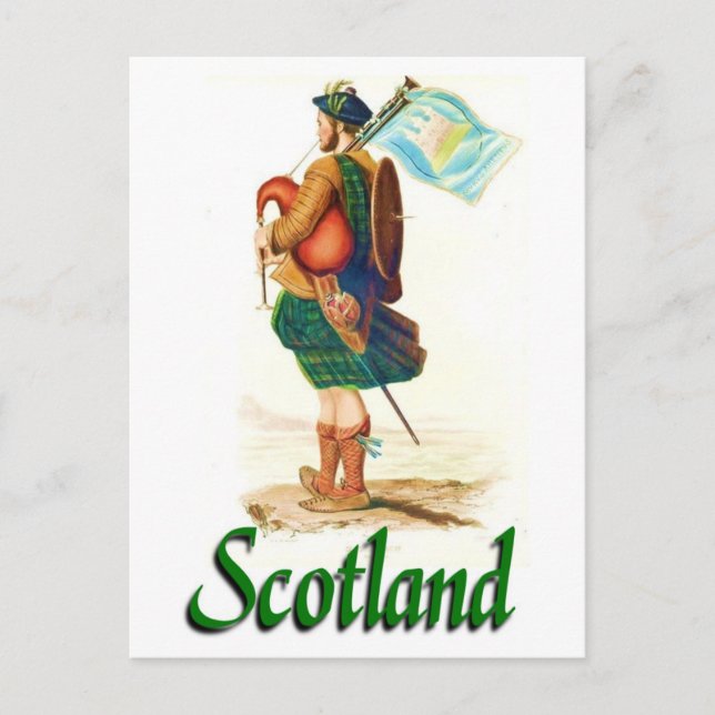Cartão Postal Scotland Bagpiper (Frente)