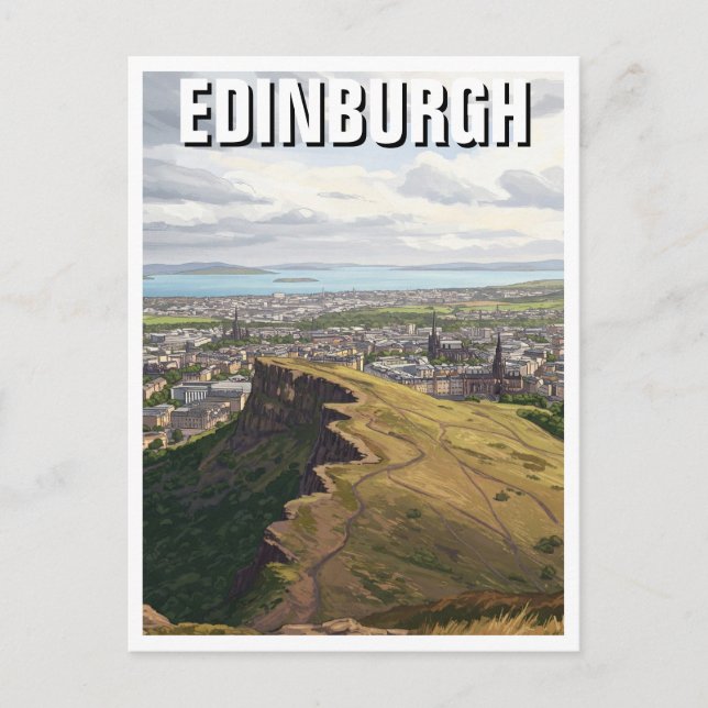 Cartão Postal Scotland Edinburgh Arthurs Seat Viagem (Frente)