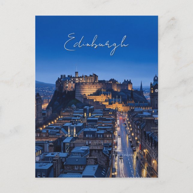 Cartão Postal Scotland Edinburgh Castle Night (Frente)