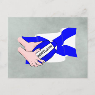 Cartão Postal Scotland Flag Rugby Ball Supporters Cartoon Hands