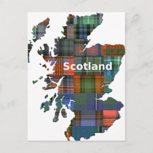Cartão Postal Scotland Map Multi Tartan