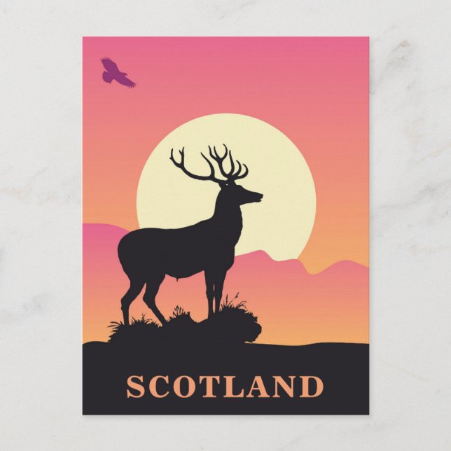 Cartão Postal Scotland Viagens vintage Sunset (Frente)
