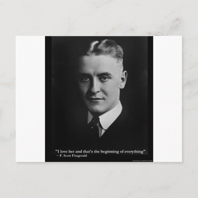 Cartão Postal Scott Fitzgerald "Amor/ Começo" Citações Presentes (Frente)