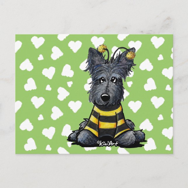 Cartão Postal Scottie Dog Bee (Frente)
