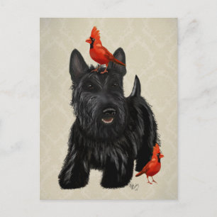 Cartão Postal Scottie Dog e Red Birds