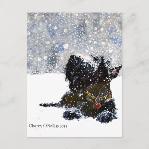Cartão Postal Scottie in the Snow