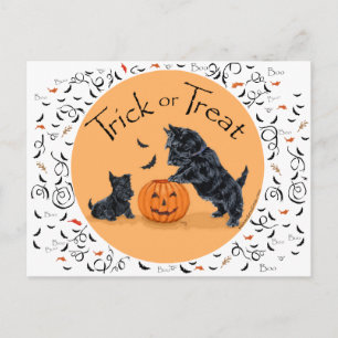 Cartão Postal SCOTTIE Pai e Pup Halloween