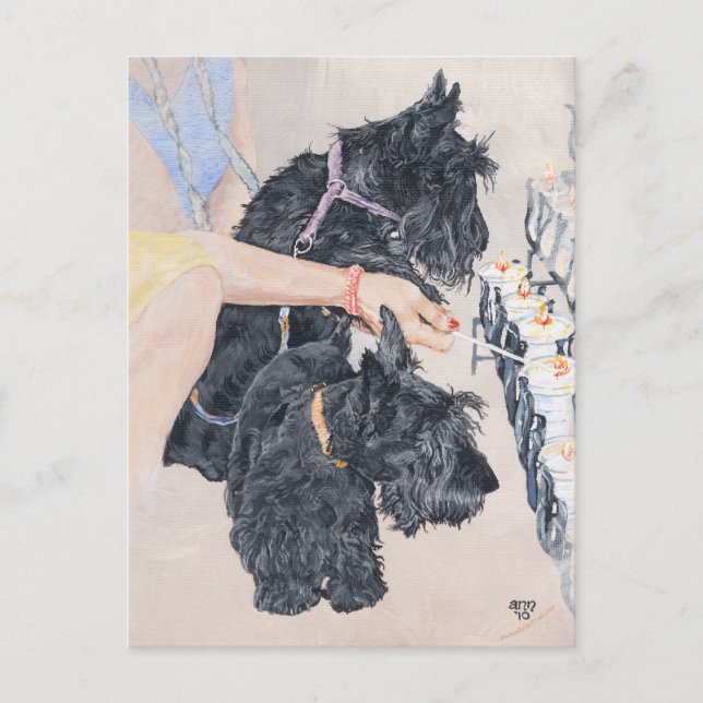 Cartão Postal Scotties Lighting Candles (Frente)