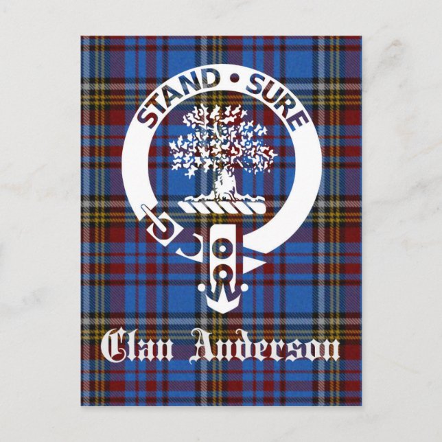 Cartão Postal Scottish Clan Anderson Crest & Tartan (Frente)