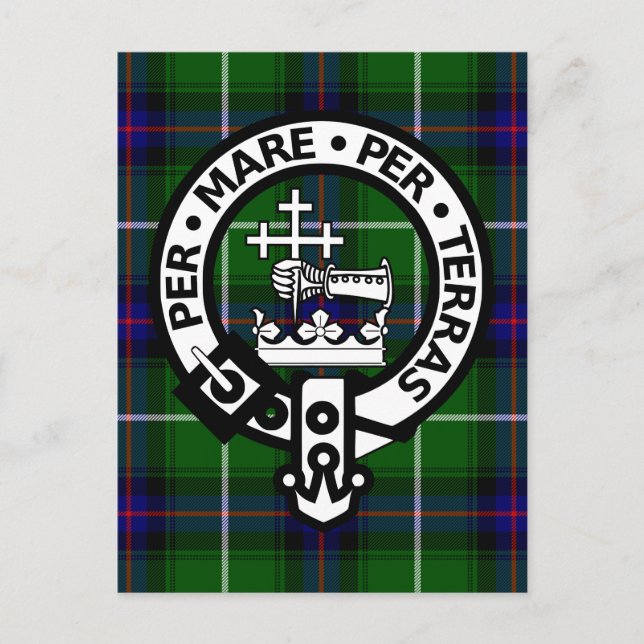 Cartão Postal Scottish Clan Donald Tartan e Crest (Frente)