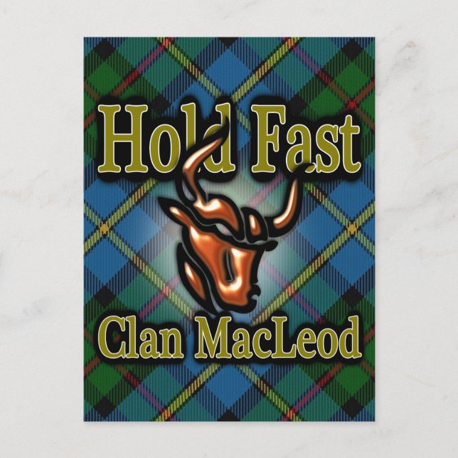 Cartão Postal Scottish Clan MacLeod Segurando Tartan Rápido (Frente)
