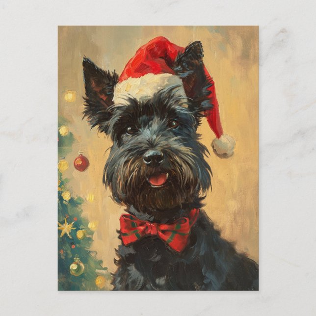 Cartão Postal Scottish Terrier Christmas (Frente)