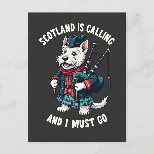 Cartão Postal Scottish Terrier Dog Scotland Está Chamando E Eu P (Frente)