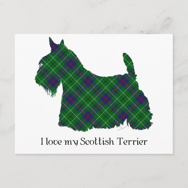 Cartão Postal Scottish Terrier Duncan Tartan (Frente)