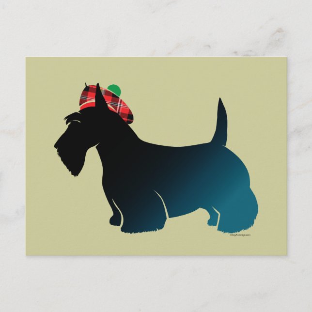 Cartão Postal Scottish Terrier Red Xadrez Hat (Frente)