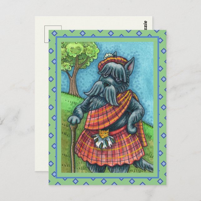 Cartão Postal SCOTTISH TERRIER, SCOTTIE DOG PRIDE Kilt Sporran (Frente/Verso)