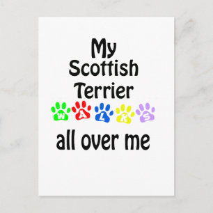 Cartão Postal Scottish Terrier Walks Design