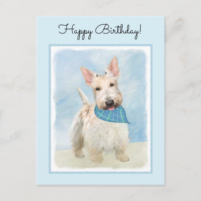 Cartão Postal Scottish Terrier Wheaten Dog Painting (Frente)