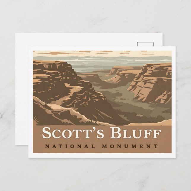 Cartão Postal Scotts Bluff National Monument Nebraska EUA Viagem (Frente/Verso)