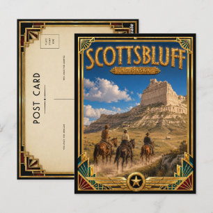 Cartão Postal Scottsbluff Nebraska Arte Deco Vintage Idade Doura