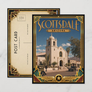 Cartão Postal Scottsdale Arizona Arte Deco Vintage Era de Ouro
