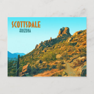 Cartão Postal Scottsdale Arizona Cactus e Mountain Vintage