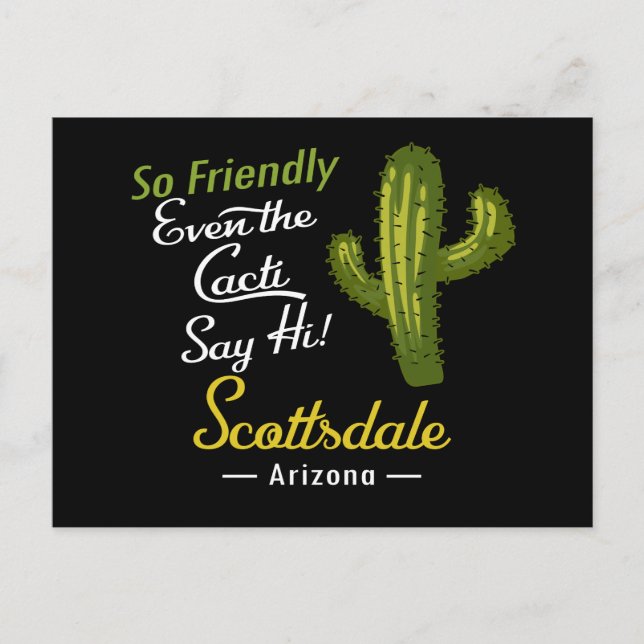 Cartão Postal Scottsdale Postcard Cactus Funny Retro (Frente)