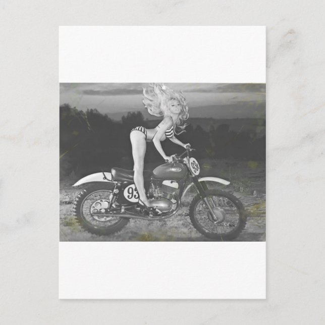 CARTÃO POSTAL SCRAMBLER VINTAGE E MODELO QUENTE. (Frente)