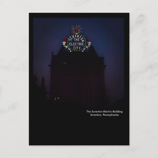 Cartão Postal Scranton PA Cartão-postal - Sinal de Cidade Elétri (Frente)