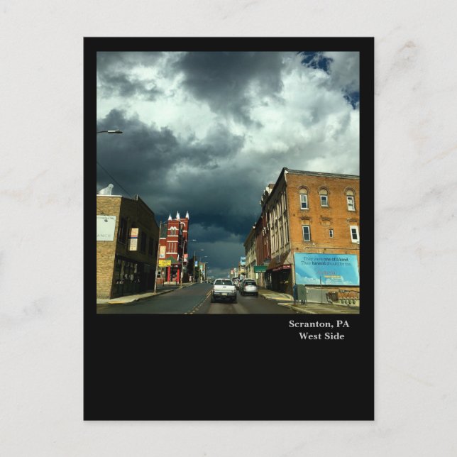 Cartão Postal Scranton, PA-Céu Dramático Sobre o Lado Oeste (Frente)