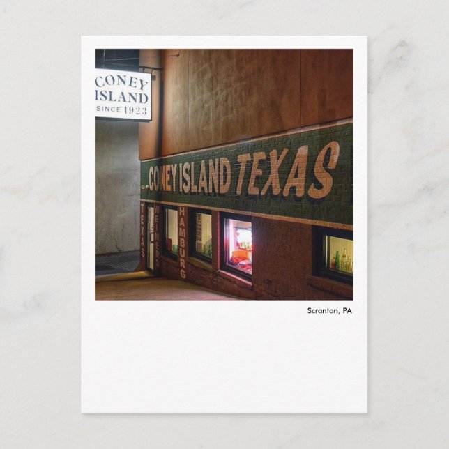 Cartão Postal Scranton PA-Coney Island Texas Wieners (Frente)