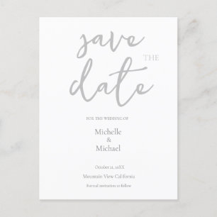 Cartão Postal Script Calliographic Wedding Modern Save the Date